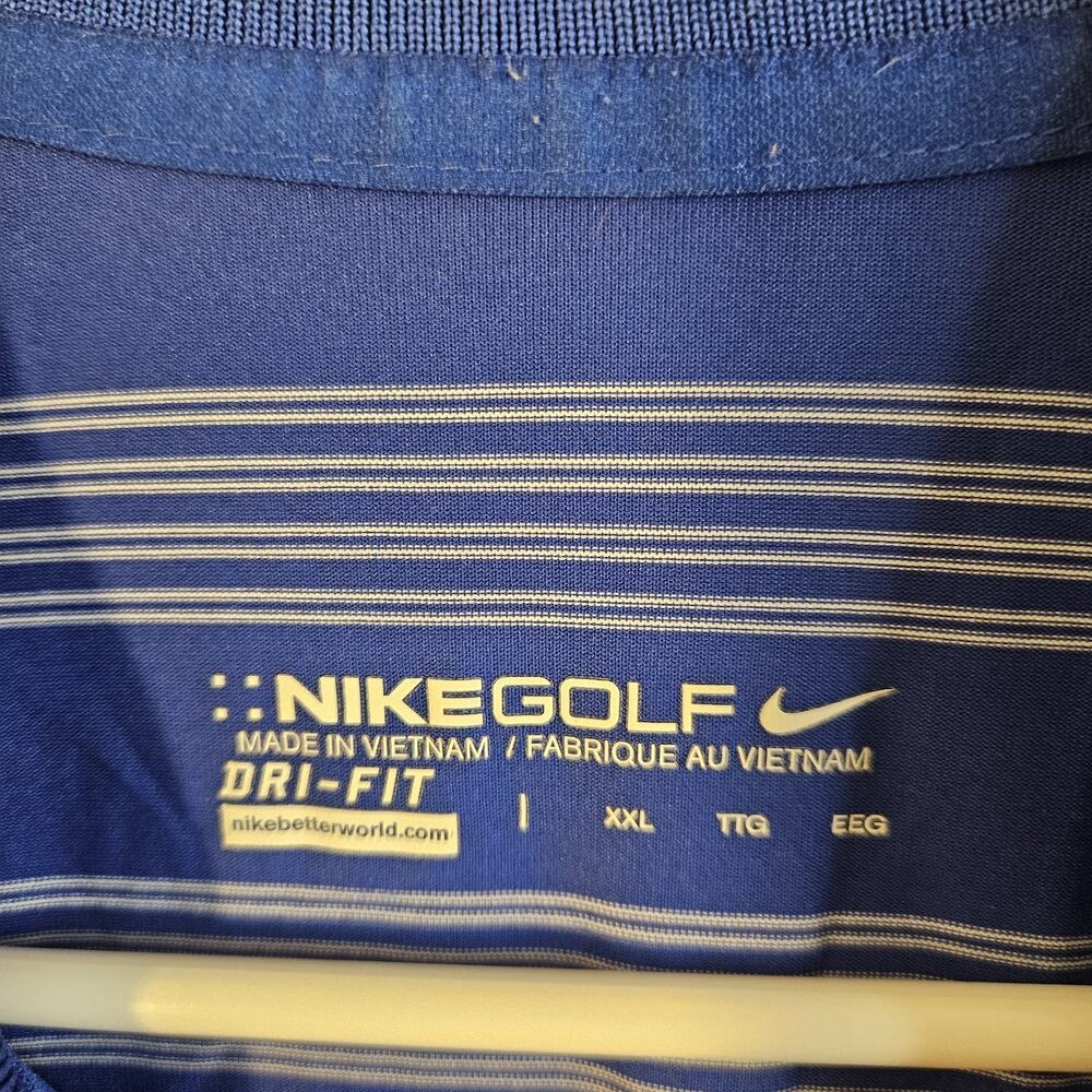 Nike Golf Dri-Fit Tour Performance SS Blue White Size 2XL Polo Shirt - Picture 5 of 7